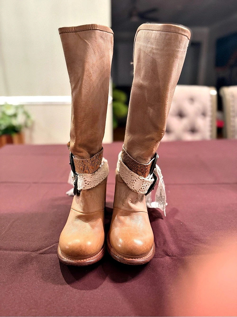 Freebird Brown Leather Tall Heeled Boots